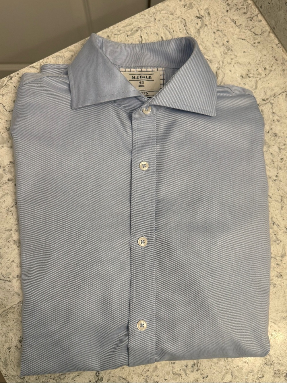 M.J. Bale Light Blue Men's Dress Shirt 42 Slim